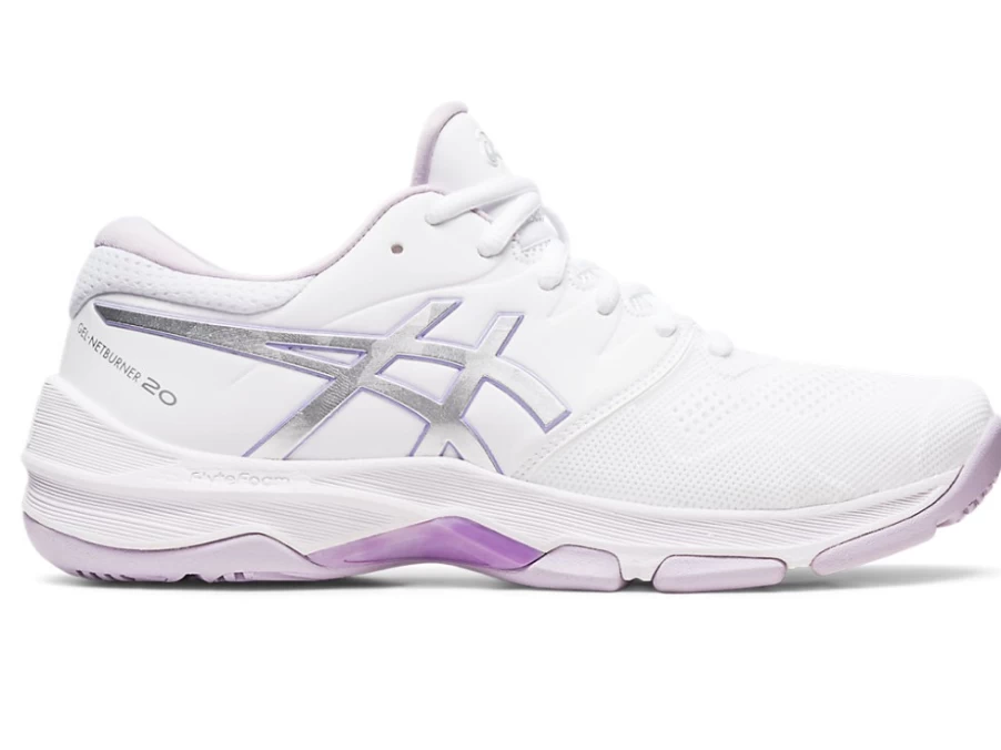 ASICS Women's Gel-Netburner 20 D Wide White/Pure Silver Running Shoes