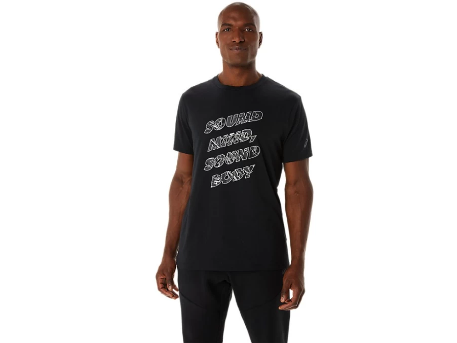 ASICS Men's Performance Black Graphic Tee - Stylish Casual T-Shirt for Everyday Wear