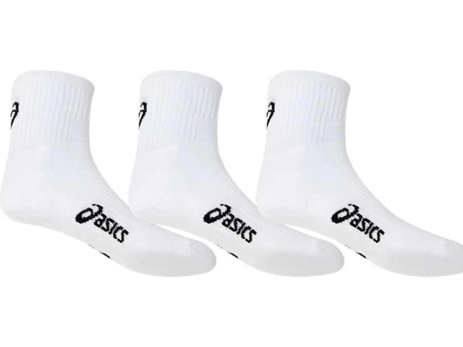 ASICS Men's Pace Quarter Socks 3-Pack - Brilliant White Athletic Running Socks