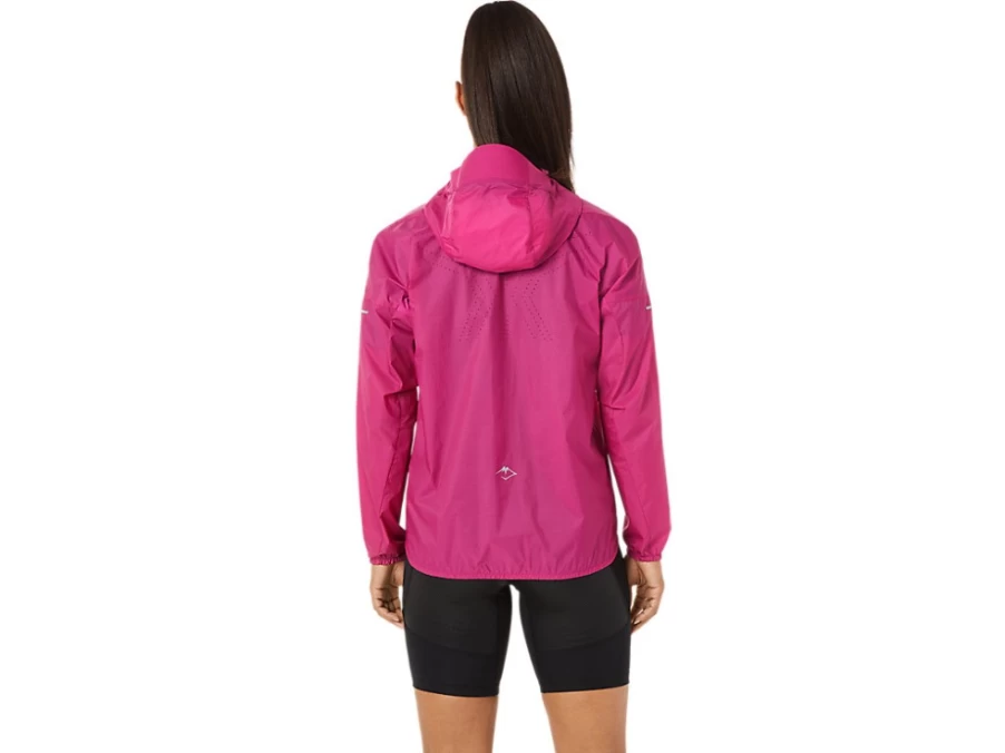ASICS Women's Fujitrail Jacket - Lightweight Running Windbreaker in Fuchsia Red