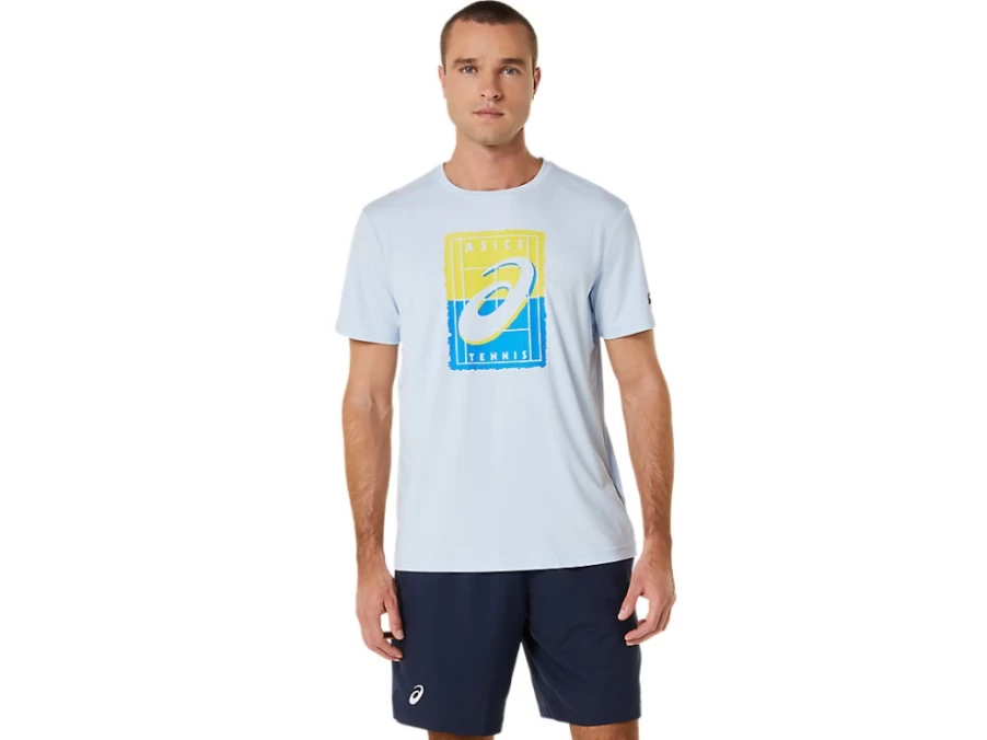 ASICS Men's Court GS Graphic Tee in Soft Sky - Stylish Casual T-Shirt for Men