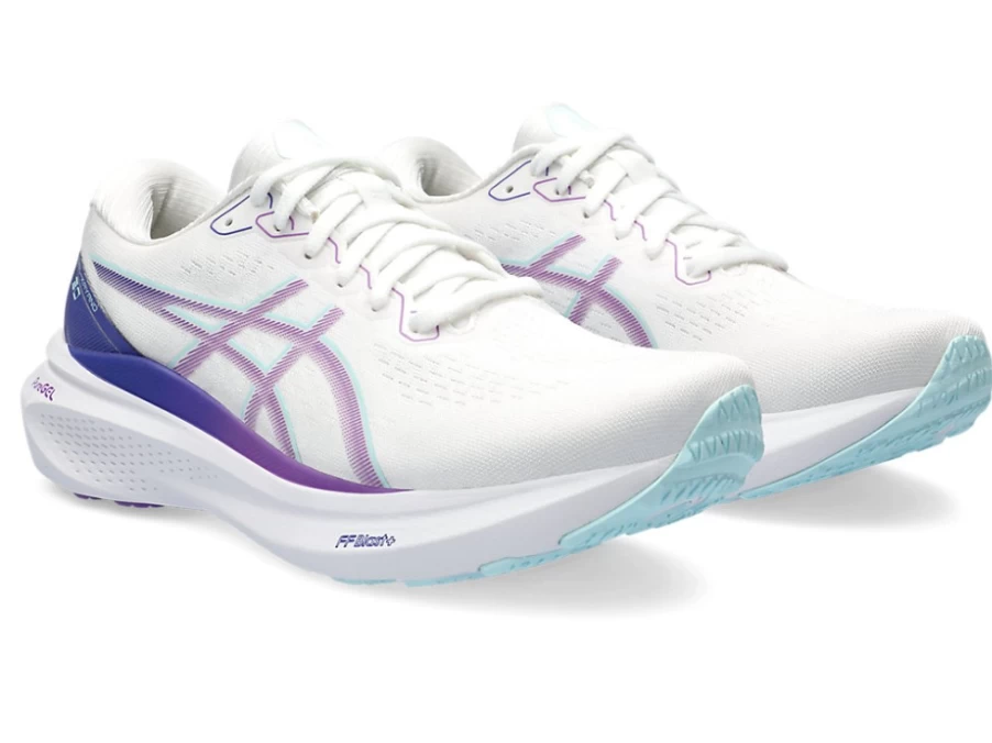 ASICS Women's Gel-Kayano 30 Running Shoes in White/Cyber Grape - Stability & Cushion Support