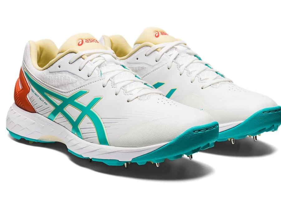 ASICS Women's White/Sea Glass 350 Not Out FF Cricket Shoes