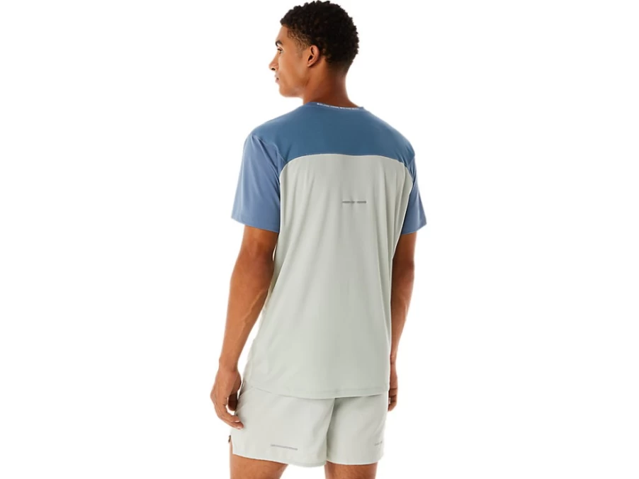 ASICS Men's Steel Blue & Light Sage Race Short Sleeve Performance Top