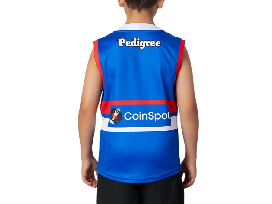 ASICS Electric Blue Western Bulldogs Replica Home Guernsey - Kids Short Sleeved Jersey