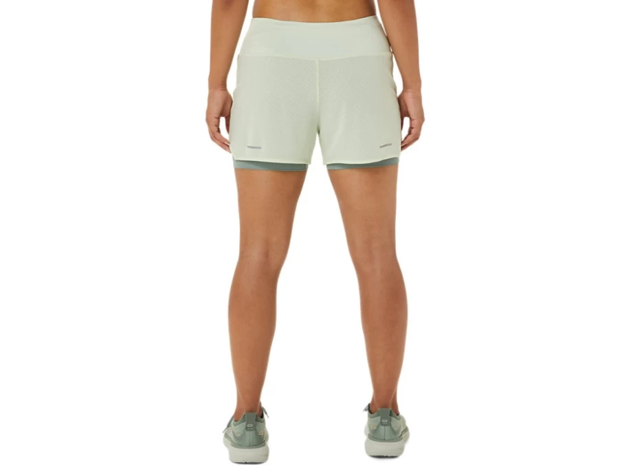 ASICS Women's Ventilate 2-N-1 3.5 Inch Shorts in Whisper Green/Slate Grey - Breathable Running Shorts