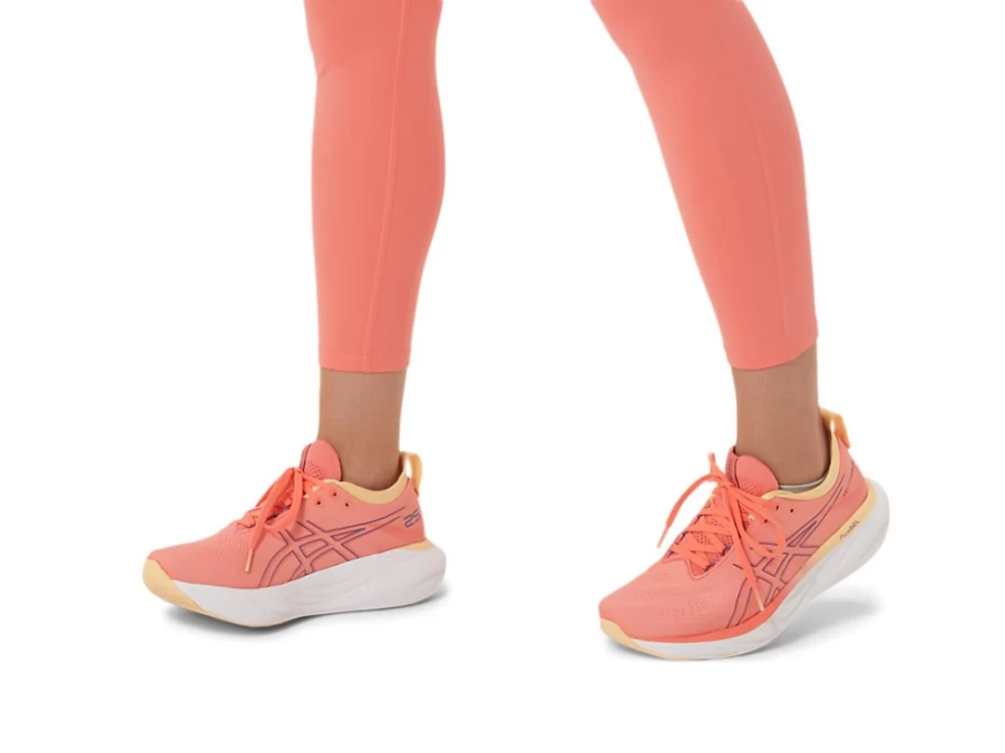 ASICS Women's Gel-Nimbus 25 Running Shoes in Papaya/Dusty Purple