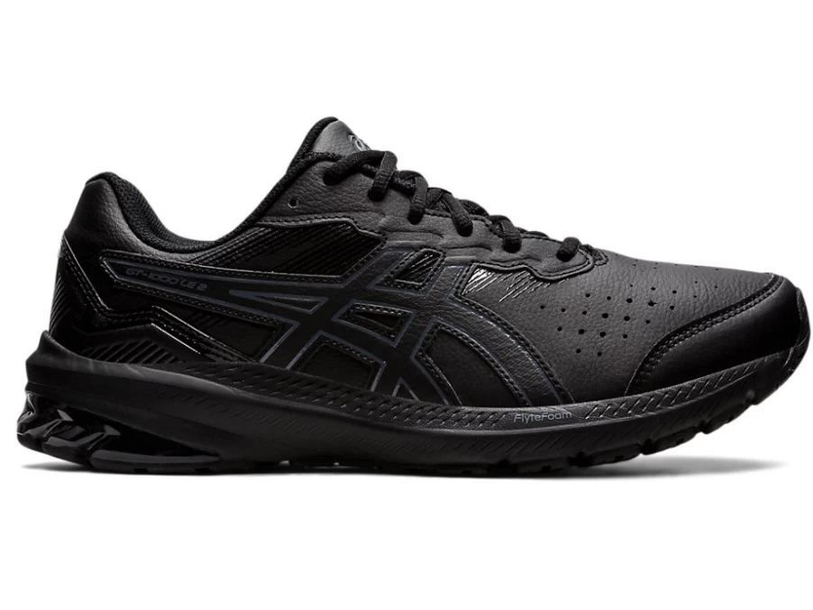 ASICS GT-1000 2 (2E Wide) Leather Men's Running Shoes - Black/Black