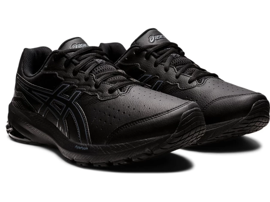 ASICS GT-1000 2 (2E Wide) Leather Men's Running Shoes - Black/Black