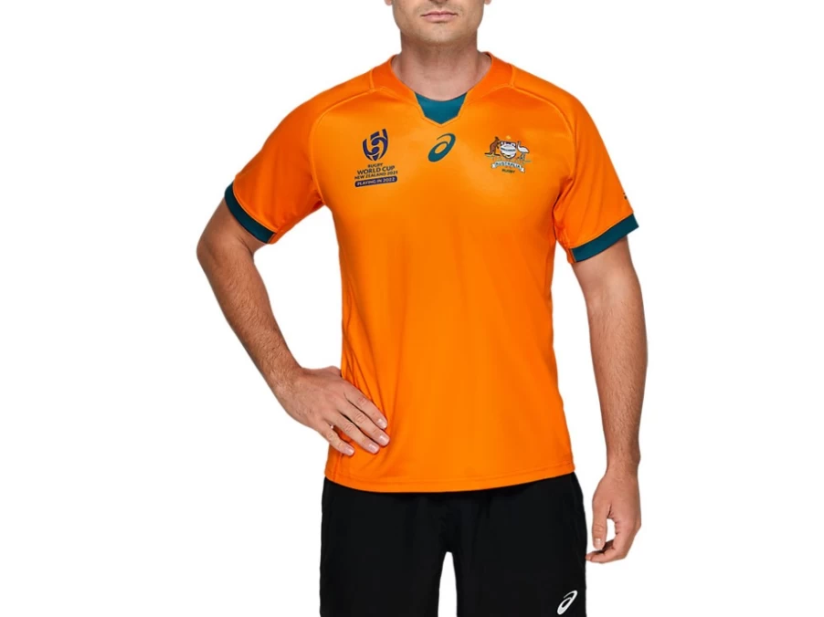 ASICS Men's Wallabies Gold Wallaroos Rugby World Cup Replica Jersey