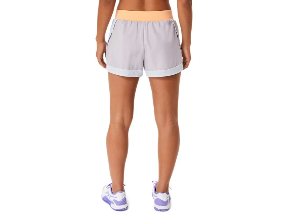 ASICS Women's Match Short in Dusk Violet & Orange Pop - Lightweight Running Shorts