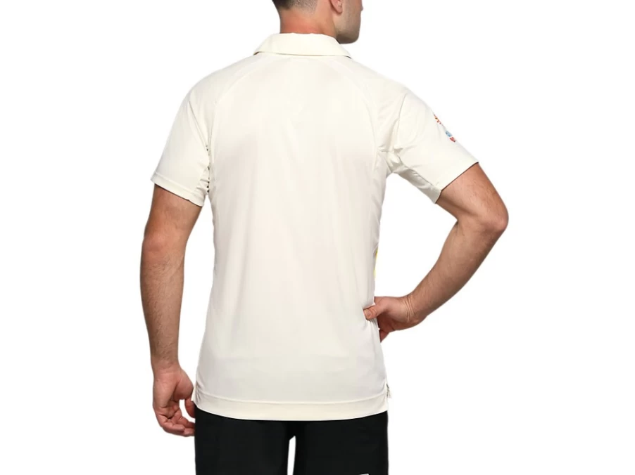 ASICS Men's Cream Cricket Australia Replica Test Shirt - Official Team Jersey
