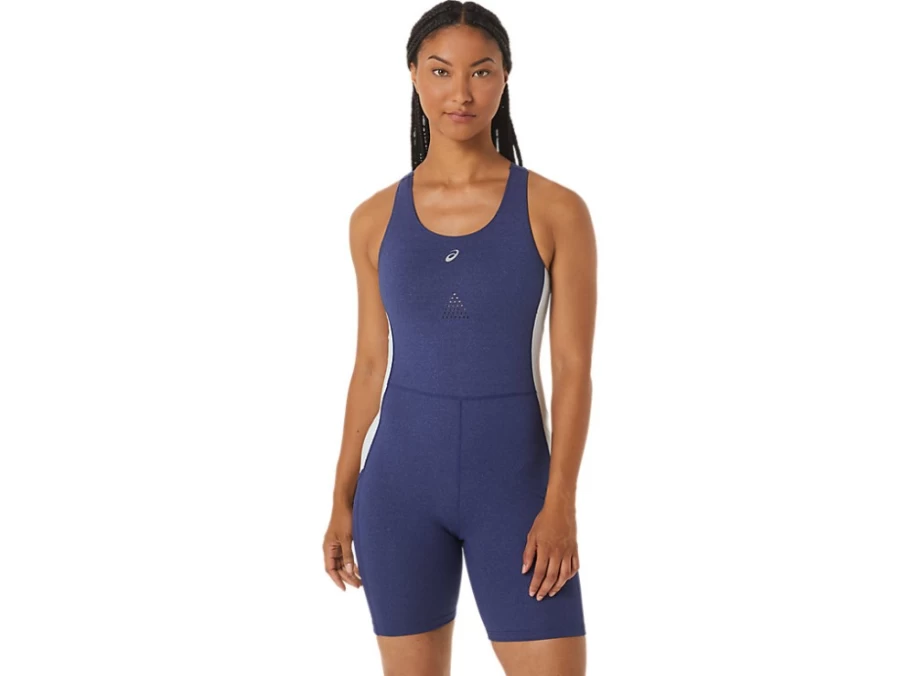 ASICS Women's Indigo Blue Heather/Sky Nagino Run Unitard - High-Performance Athletic Wear