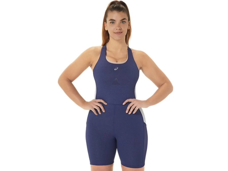 ASICS Women's Indigo Blue Heather/Sky Nagino Run Unitard - High-Performance Athletic Wear