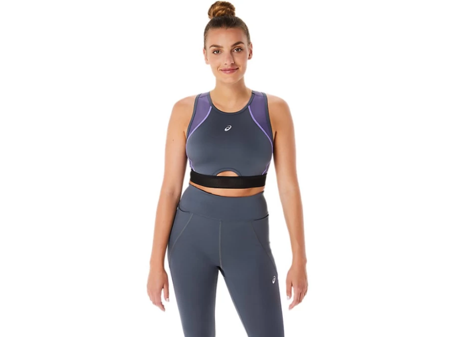 ASICS Women's Carrier Grey Mesh Panel Training Bra for Sports & Active Wear
