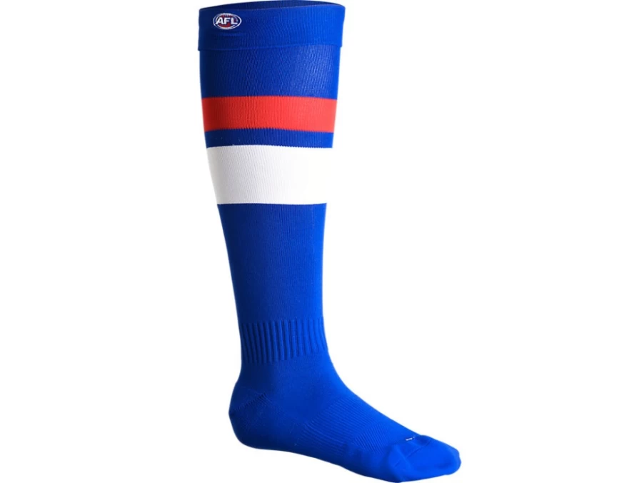 ASICS Mens Western Bulldogs Electric Blue Replica Home Socks