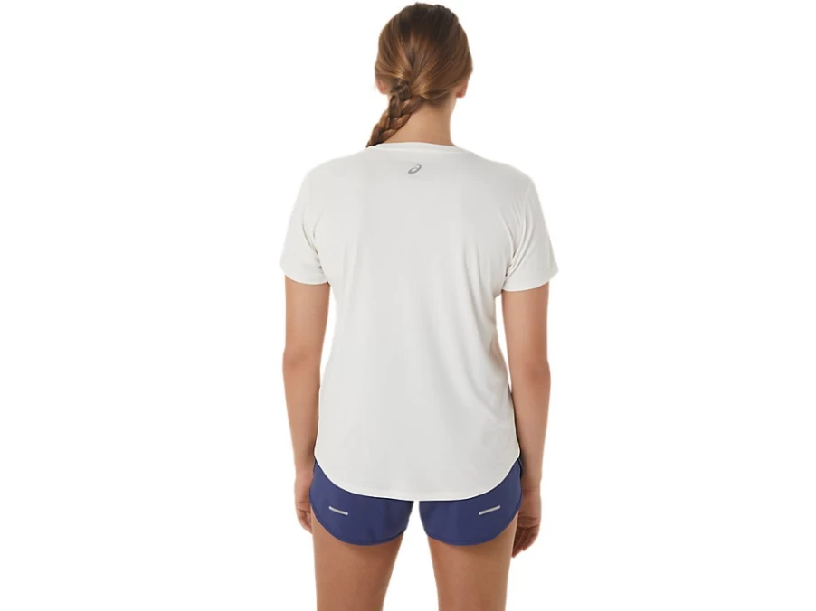 ASICS Women's Cream Nagino Graphic Run Short Sleeve Top