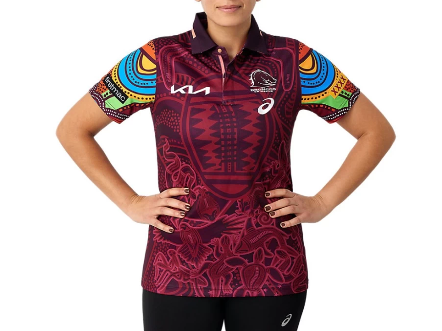 ASICS Women's Deep Mars Indigenous Polo - Brisbane Broncos Rugby League Inspired