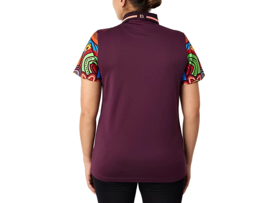 ASICS Women's Deep Mars Indigenous Polo - Brisbane Broncos Rugby League Inspired
