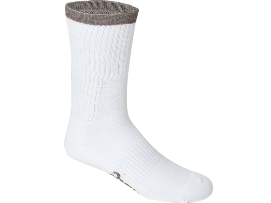 ASICS Men's Pace Crew Socks in Brilliant White/Piedmont Grey – Comfort Athletic Socks for Running & Training