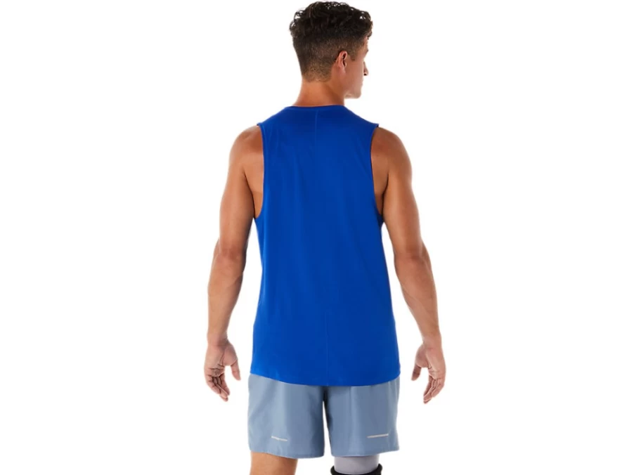 ASICS Men's Asics Blue Silver Singlet - Performance Running Top