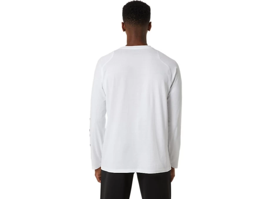 ASICS Men's Brilliant White Cotton Blend Long Sleeve T-Shirt