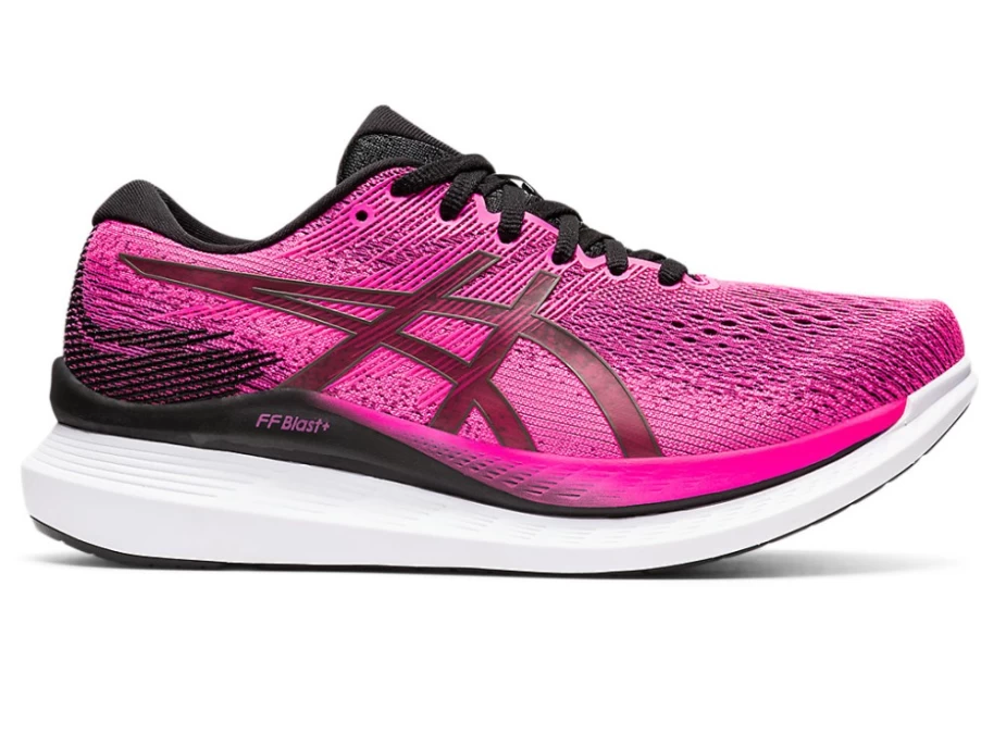 ASICS Women's Glideride 3 Running Shoes - Pink Glo/Black - Lightweight Cushioned Road Trainers