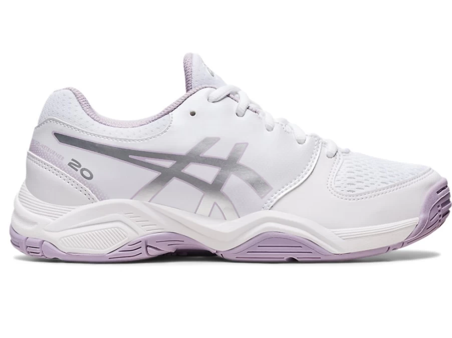 ASICS Kids Gel-Netburner 20 GS Sneakers in White/Pure Silver - Lightweight Running Shoes for Children
