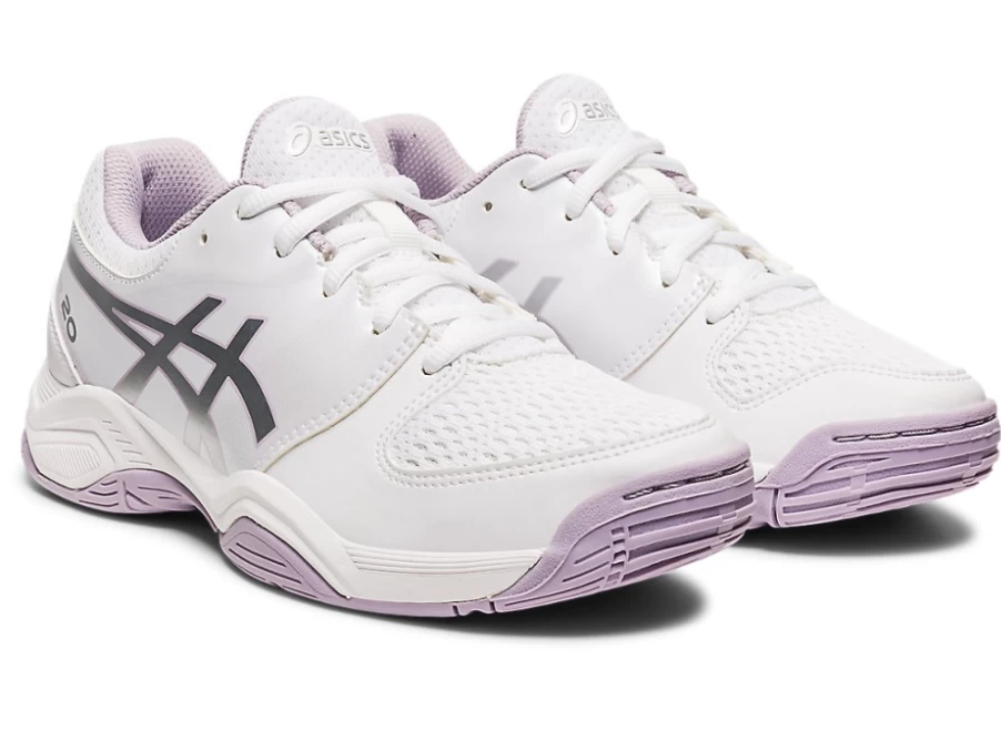 ASICS Kids Gel-Netburner 20 GS Sneakers in White/Pure Silver - Lightweight Running Shoes for Children