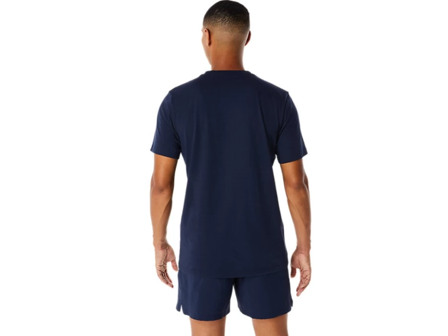 ASICS Men's Midnight Spiral Embroidery Tee - Athletic Comfort Fit Short Sleeve Shirt