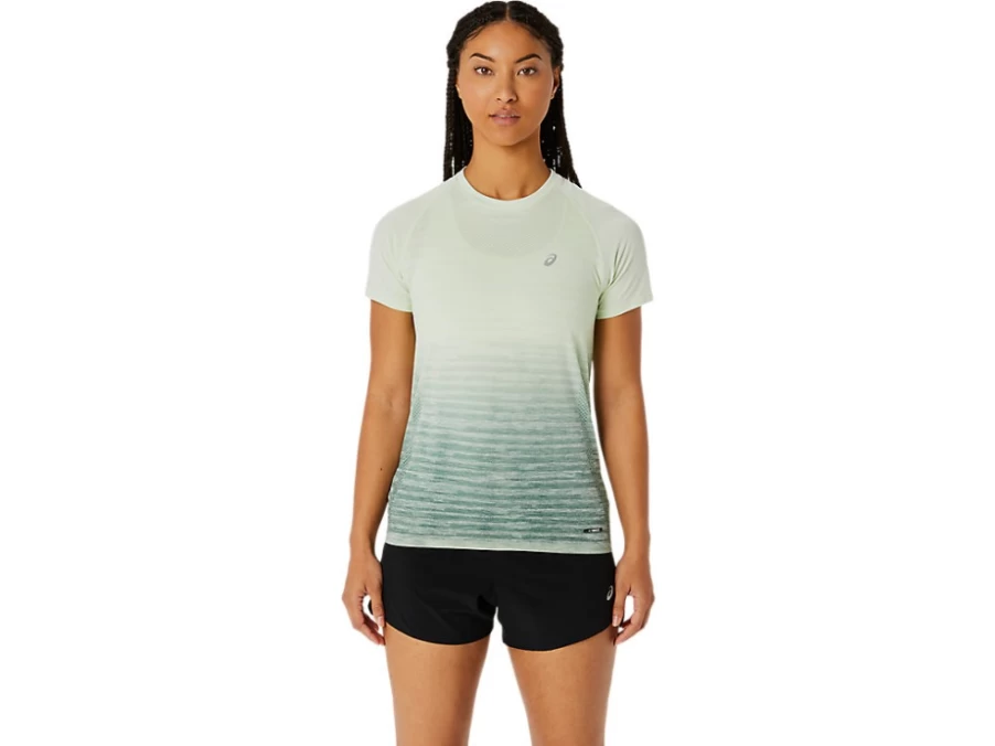 ASICS Women's Whisper Green & Slate Grey Seamless Short Sleeve Top