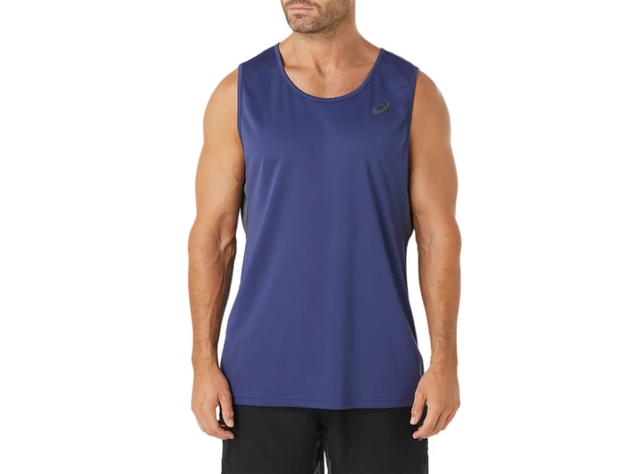 ASICS Men's Performance Singlet - Indigo Blue Athletic Tank Top for Running & Training