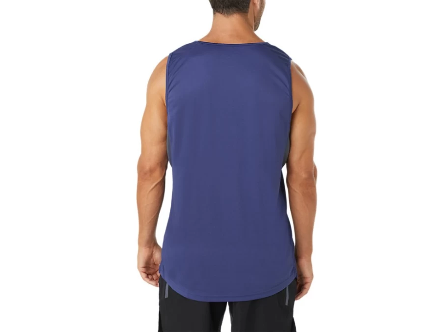 ASICS Men's Performance Singlet - Indigo Blue Athletic Tank Top for Running & Training