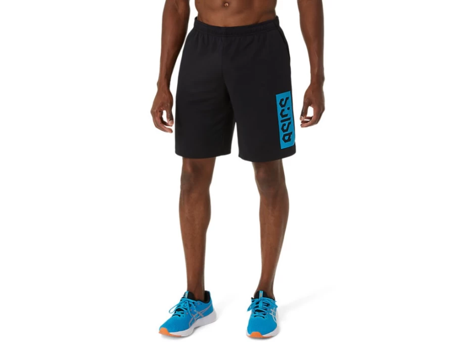 ASICS Men's Hex Graphic Dry Shorts in Performance Black/Island Blue - Quick-Dry Athletic Shorts