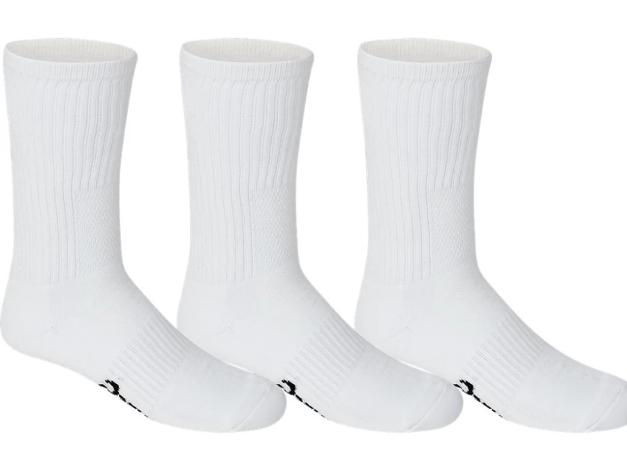 ASICS Men's Pace Crew Socks 3-Pack - Brilliant White Athletic Performance Socks