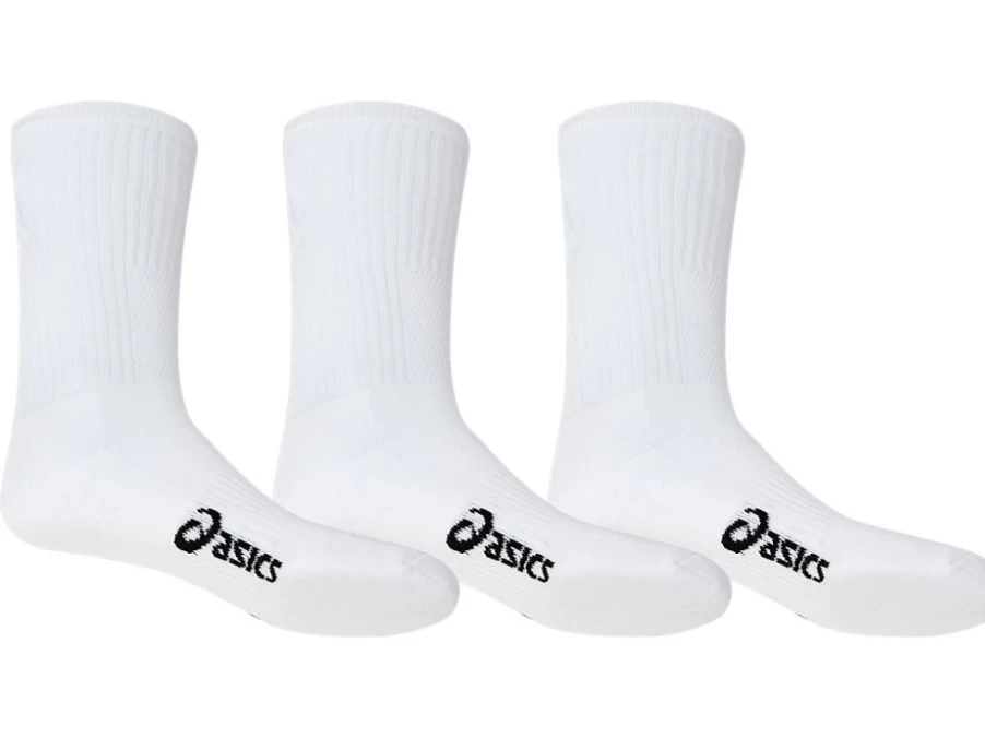 ASICS Men's Pace Crew Socks 3-Pack - Brilliant White Athletic Performance Socks