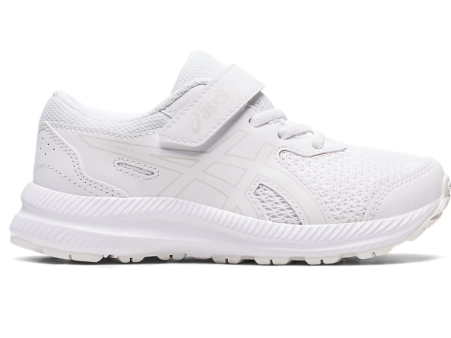 ASICS Kids Contend 8 Running Shoes - White/White - Lightweight & Comfortable for Children