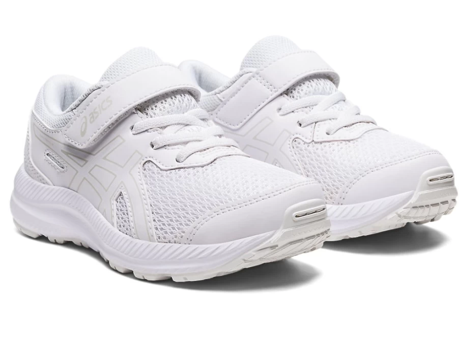 ASICS Kids Contend 8 Running Shoes - White/White - Lightweight & Comfortable for Children