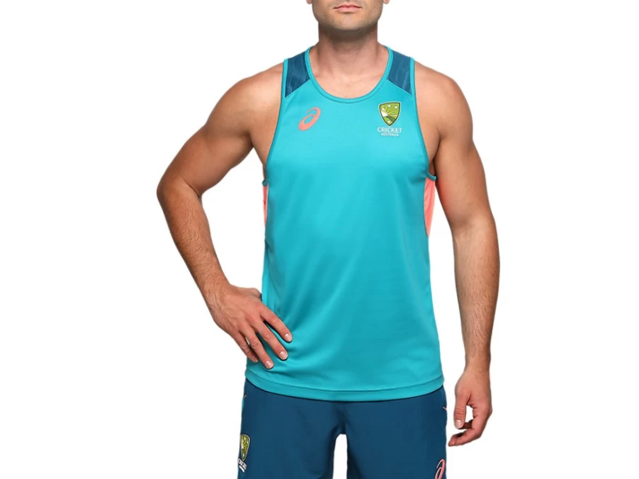 ASICS Men's Cricket Australia Training Singlet - Lagoon