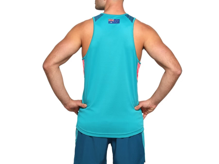 ASICS Men's Cricket Australia Training Singlet - Lagoon