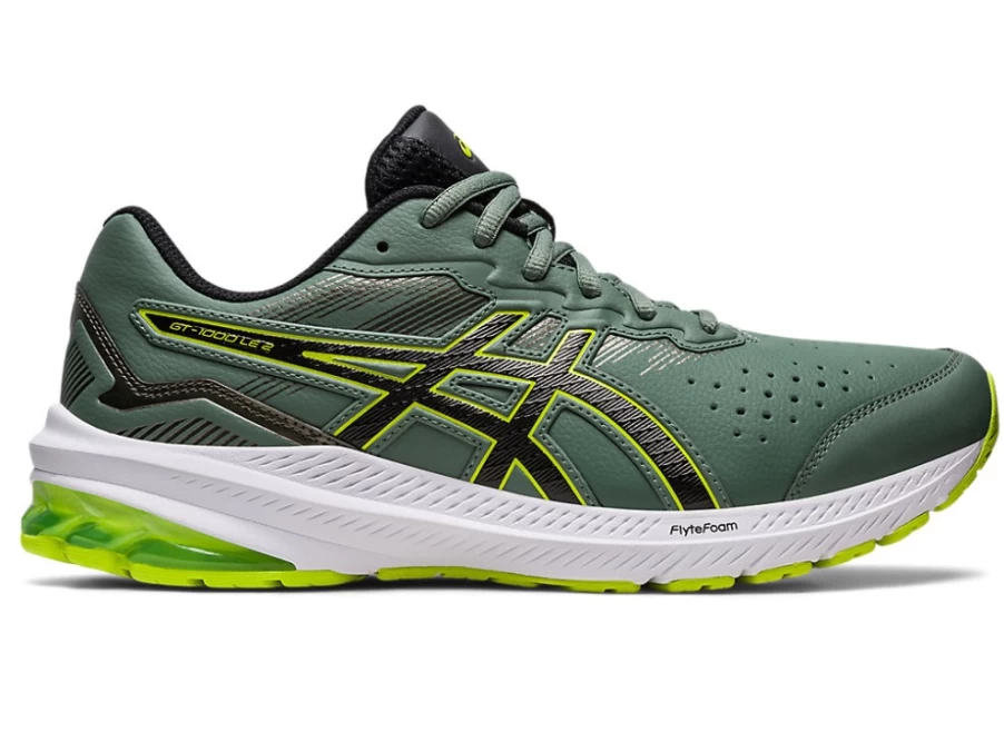 ASICS GT-1000 2 (2E Wide) Leather Running Shoes for Men in Ivy/Black