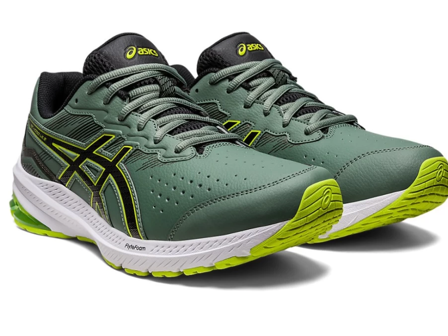 ASICS GT-1000 2 (2E Wide) Leather Running Shoes for Men in Ivy/Black