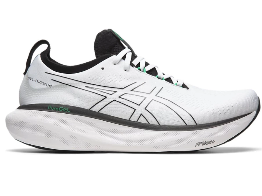 ASICS Gel-Nimbus 25 Men's Running Shoes - White/Black - Cushioned Comfort for Long-Distance