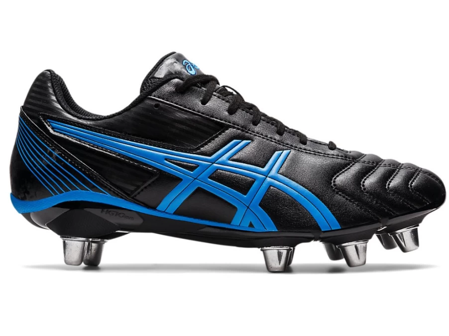 ASICS Men's Lethal Tackle Shoes in Black/Electric Blue for Enhanced Performance