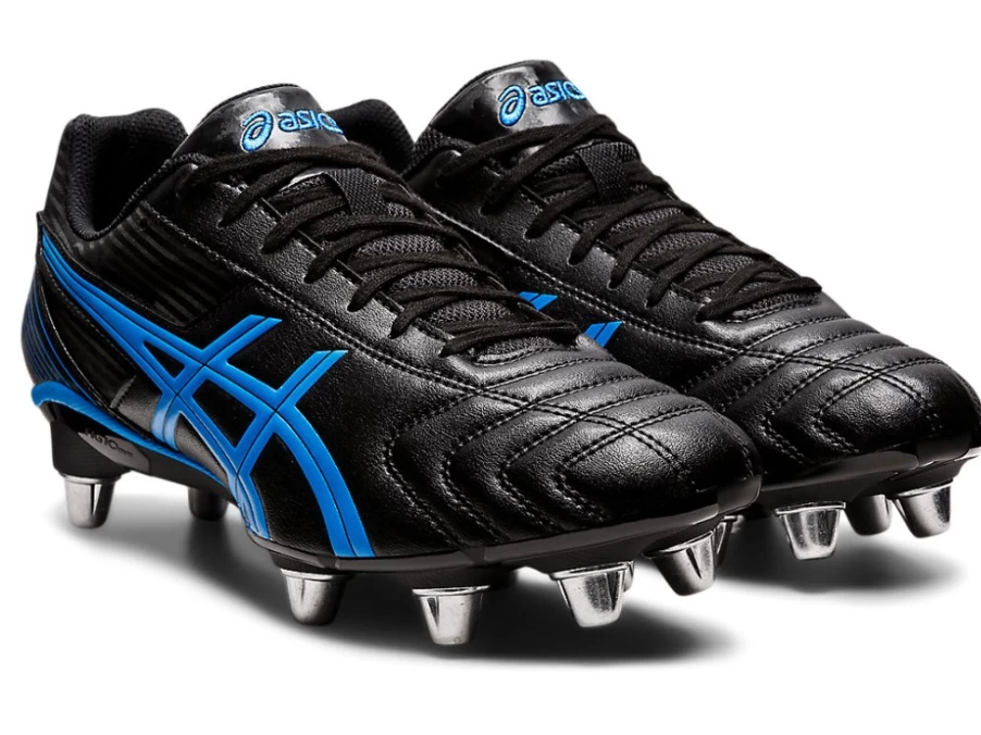 ASICS Men's Lethal Tackle Shoes in Black/Electric Blue for Enhanced Performance