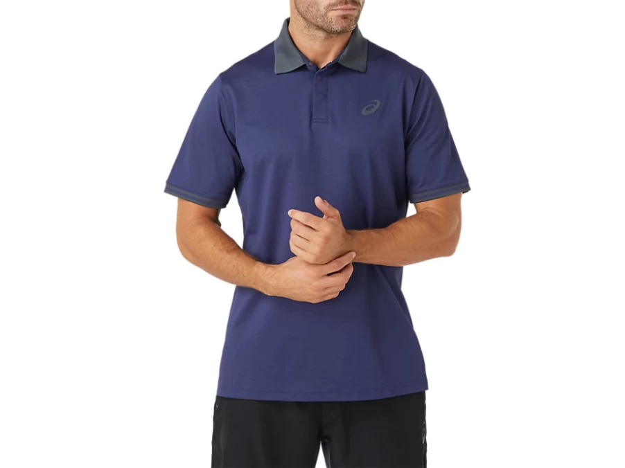 ASICS Men's Performance Polo Shirt - Indigo Blue, Moisture-Wicking Golf & Active Tennis Top