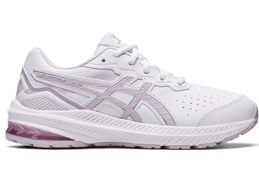 ASICS GT-1000 Kids' Running Shoes in White/Dusk Violet - Synthetic Leather & Gel Cushioning