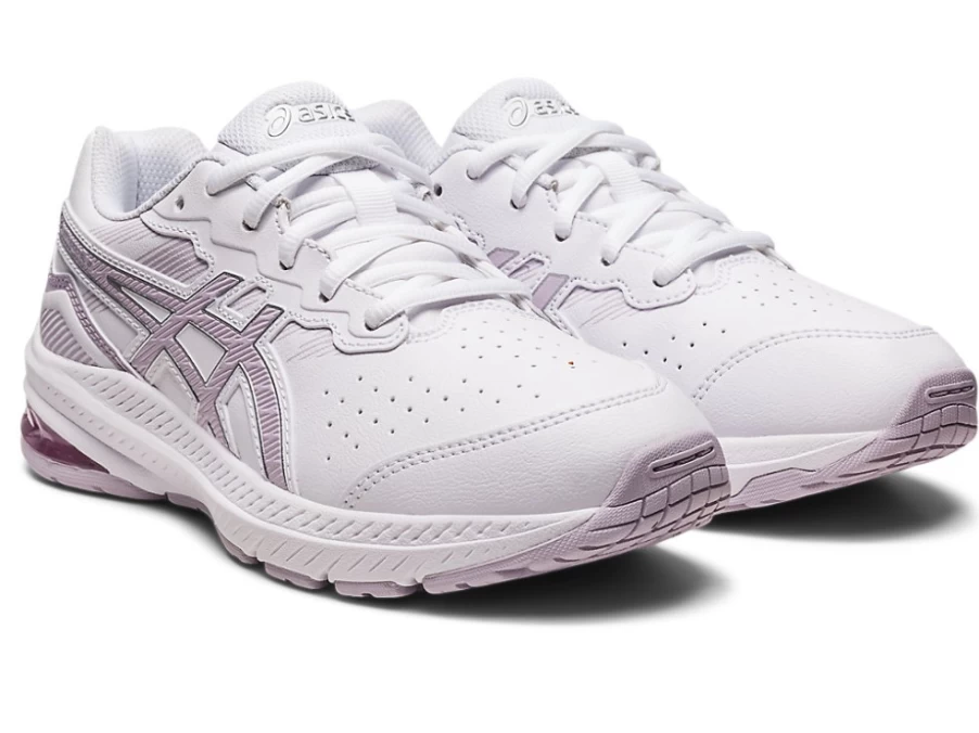 ASICS GT-1000 Kids' Running Shoes in White/Dusk Violet - Synthetic Leather & Gel Cushioning