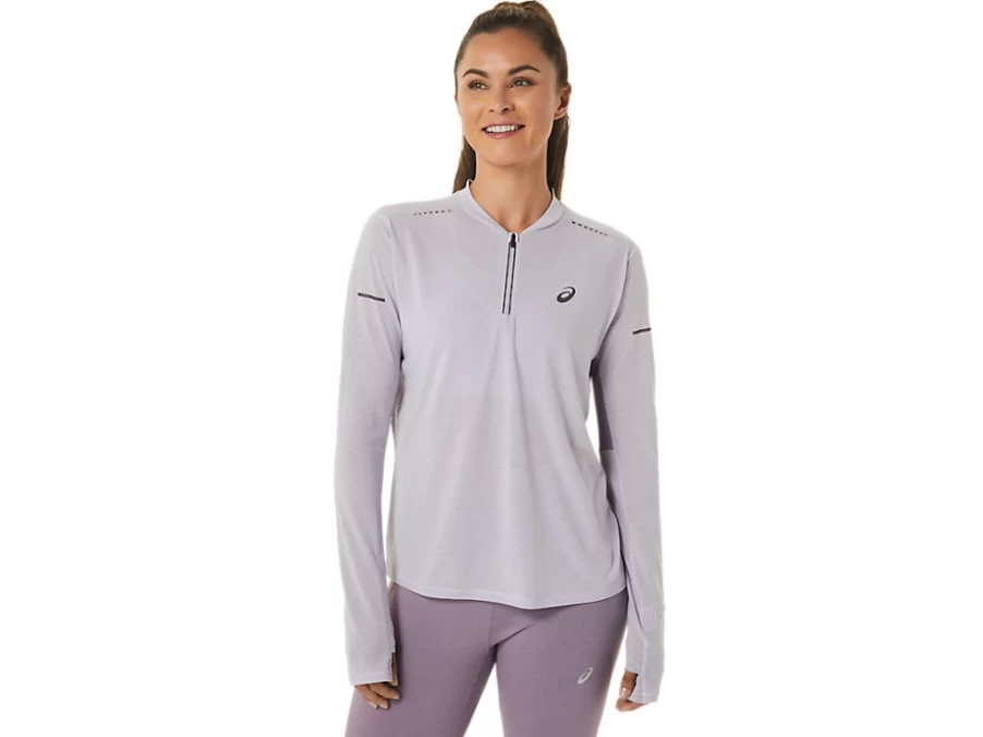 ASICS Women's Metarun 1/2 Zip Long Sleeve Top in Dusk Violet & Violet Quartz
