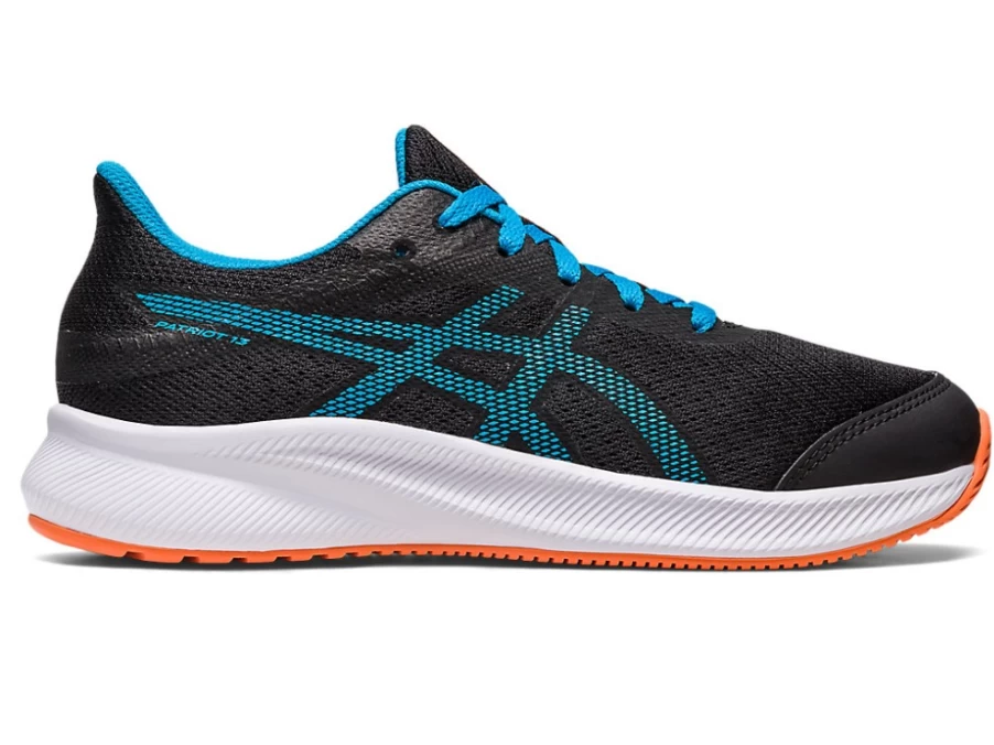 ASICS Kids Patriot 13 GS Sneakers in Black/Island Blue - Lightweight Running Shoes for Children